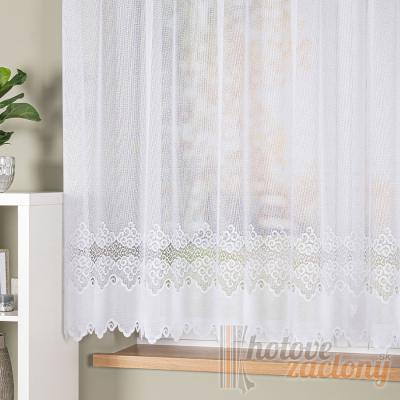 Modesta biela žakarová hotová záclona bez našitej riasenky