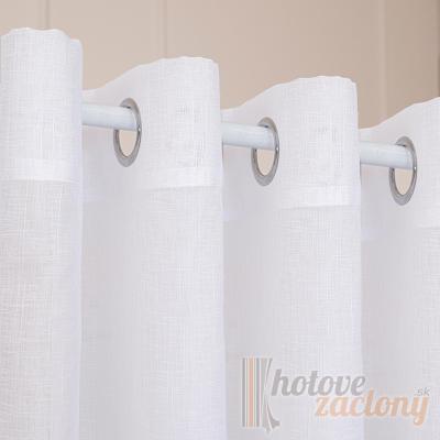 Hotová záclona biela na kruhy – hladký voál bez vzoru