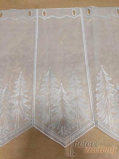 Záclona metrážová vitrážka „Vianočná“ – biela sviatočná záclona