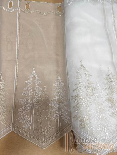 Záclona metrážová vitrážka „Vianočná“ – biela sviatočná záclona