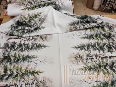 Vianočná látka v metráži dizajn: stromy na bielom podklade