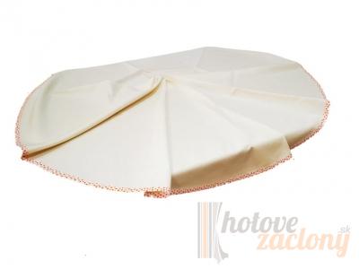 Okrúhly dekoračný obrus lemovaný Ø 140cm kvety 03