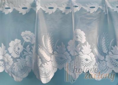 Záclona biela žakarova metrážová vitrážka „Rena“ s otvormi