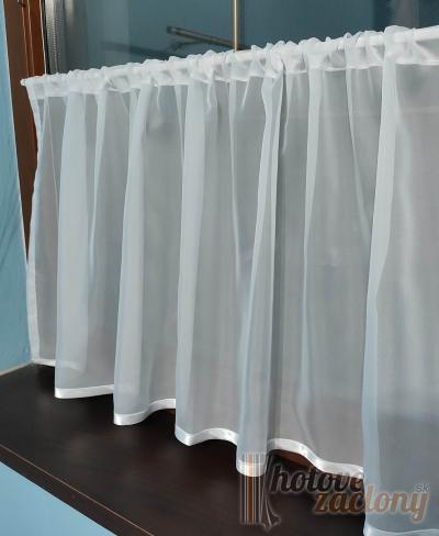Hotová záclona biela s lemom na vitrážnu tyč 2