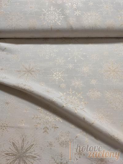 Vianočná látka biely obrus s motívom so strieborným vzorom, druhá strana strieborný s bielym vzorom