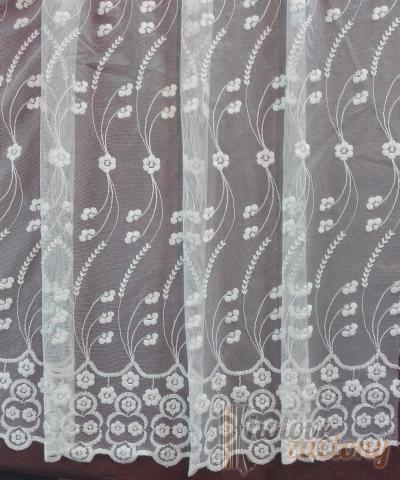 Záclona Ofelia krémová metrážová tylová vyšívaná do výšky 250 cm – elegantná a vzdušná